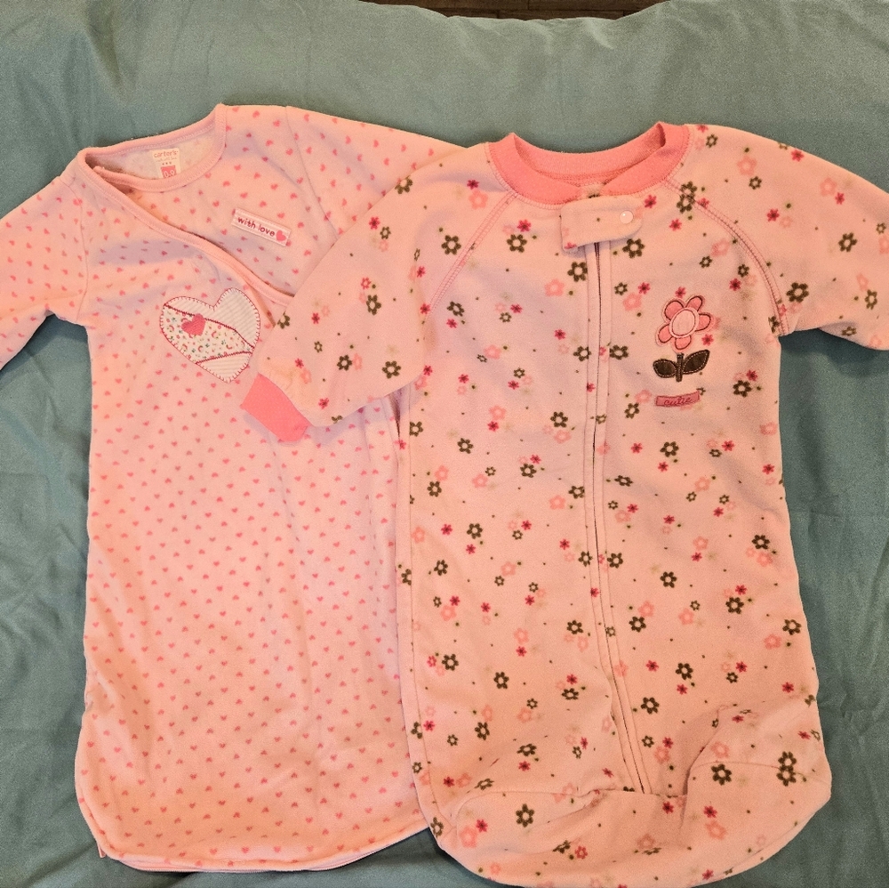 Infant Girls Fleece Sleep Sacks 0-9 Months